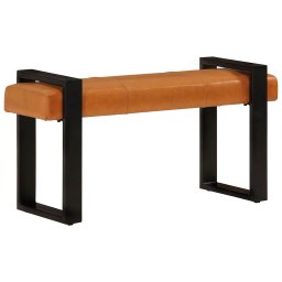 Banca, negru si maro, 110 cm, piele naturala de capra GartenMobel Dekor