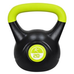 Kettlebell din vinil 20 kg, negru-rosu, pentru antrenamente de forta
