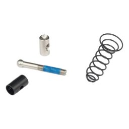 Kit piese maneta X0 cu tija, bucsa si arc de revenire, aluminiu argintiu