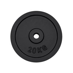 Disc greutate 20 kg din fonta pentru bara haltere 30 mm, negru