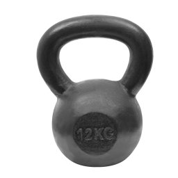 Kettlebell din otel 12 kg, negru, pentru antrenamente de forta si fitness