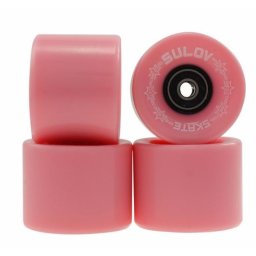 Roti skateboard roz 60x45 mm cu rulmenti ABEC 7, set 4 buc