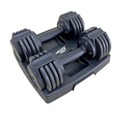 Set gantere reglabile DHS Fitness 2 x 6 kg, din otel, negru