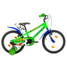 Bicicleta pentru copii DHS Football 18 inch, verde, cu roti ajutatoare
