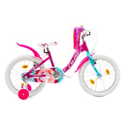 Bicicleta pentru copii DHS Unicorn 18 inch, roz, cu roti ajutatoare