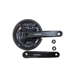 Angrenaj Shimano Altus 3x9 viteze, 170 mm, cu aparatoare lant, negru