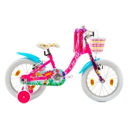 Bicicleta pentru copii DHS Summer 16 inch roz, 4-6 ani, cu roti ajutatoare
