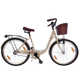 Bicicleta de oras DHS Maccina Avenue 26 inch, bej, cu cos si portbagaj