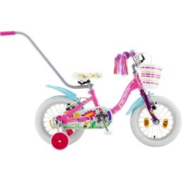 Bicicleta pentru copii Polar Summer 14 inch cu roti ajutatoare, roz-albastru