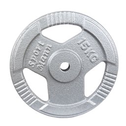 Disc greutate din fier 15 kg pentru bara 30 mm, cu manere