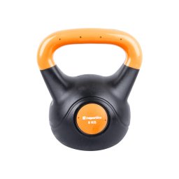 Gantera kettlebell inSPORTline Vin-Bell Dark 8 kg, negru-portocaliu