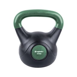 Gantera kettlebell inSPORTline Vin-Bell Dark 10 kg, negru-verde