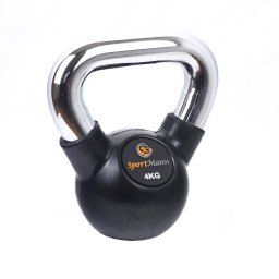 Gantera Kettlebell cauciucata 4 kg cu maner cromat Sportmann