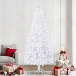 Brad de Craciun artificial cu 300 LED Alb 240 cm PVC si Otel GartenMobel Dekor