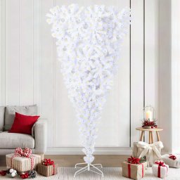 Brad de Craciun artificial cu 300 LED Alb 240 cm PVC si Otel GartenMobel Dekor