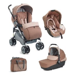 Carucior 3 in 1 Plebani D1 Trio cu landou si scaun auto, maro