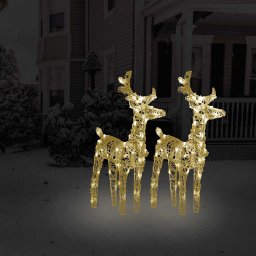 Reni de Craciun, 2 buc., alb cald, 80 LED-uri, acril GartenMobel Dekor