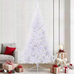 Brad de Craciun artificial cu 300 LED Alb 240 cm PVC si Otel GartenMobel Dekor