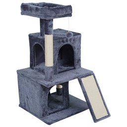 Ansamblu de joaca pentru pisici 49x46x91 cm cu 2 casute si sisal