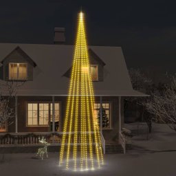 Brad de Craciun pe catarg, 1134 LED-uri, alb cald, 800 cm GartenMobel Dekor