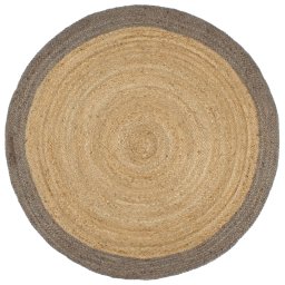 Covor lucrat manual din iuta cu chenar gri 210 cm GartenMobel Dekor