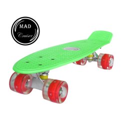 Penny board Mad Cruiser verde cu roti LED, 57 cm, ABEC 7