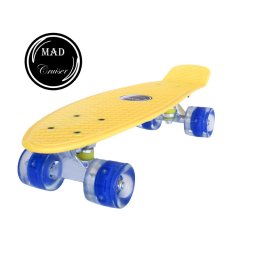 Penny board Mad Cruiser cu roti LED, galben, 57 cm