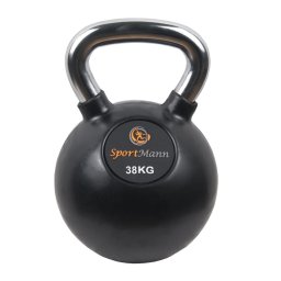 Gantera kettlebell cauciucata 38 kg cu maner cromat Sportmann