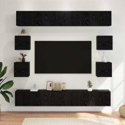 Set comoda TV 8 pcs 100 x 30 x 30 cm Stejar Negru GartenMobel Dekor