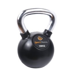Kettlebell cauciucat 18 kg Sportmann cu maner cromat ergonomic