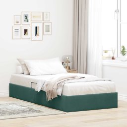 Pat cu storage cu depozitare Verde închis 90 x 190 cm Catifea GartenMobel Dekor