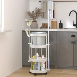 Carucior produse curatenie cu cos de depozitare, aluminiu GartenMobel Dekor