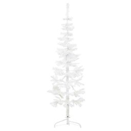 Jumatate brad de Craciun subtire cu suport, alb, 120 cm GartenMobel Dekor