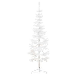 Jumatate brad de Craciun subtire cu suport, alb, 180 cm GartenMobel Dekor