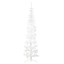 Jumatate brad de Craciun subtire cu suport, alb, 240 cm GartenMobel Dekor
