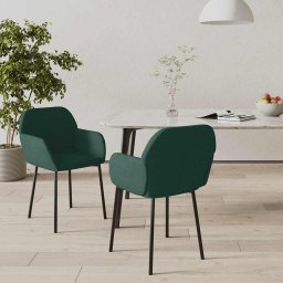 Scaune de sufragerie, 2 buc., verde închis, catifea GartenMobel Dekor