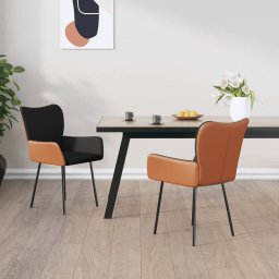 Scaune de bucatarie, 2 buc., negru, textil si piele ecologica GartenMobel Dekor