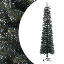 Brad de Craciun artificial slim cu suport, verde, 210 cm, PVC GartenMobel Dekor
