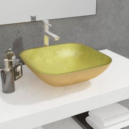 Chiuveta din sticla, auriu, 42x42x14 cm GartenMobel Dekor