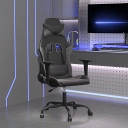 Scaun de gaming de masaj, negru si gri, piele ecologica GartenMobel Dekor