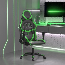 Scaun de gaming de masaj, negru si verde, piele ecologica GartenMobel Dekor