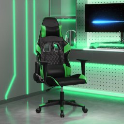 Scaun de gaming de masaj, negru si verde, piele ecologica GartenMobel Dekor