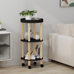 Masa carucior 3 niveluri negru 38x38x82cm lemn prelucrat/pin GartenMobel Dekor