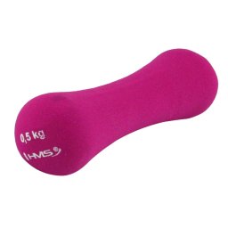 Gantera neopren HMS 0,5 kg roz pentru fitness, aerobic si recuperare