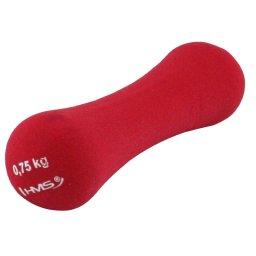 Gantera fitness din neopren HMS 0,75 kg, rosie, pentru aerobic si tonifiere