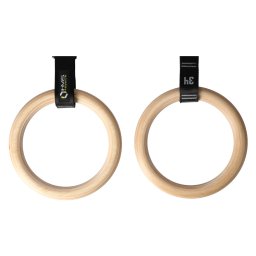 Inele de gimnastica din lemn HMS Premium TX08 cu curele si carabine