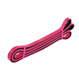 Banda elastica fitness HMS GU06 roz/negru, latex, rezistenta 6.75-18 kg