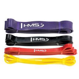 Set benzi elastice fitness HMS GU05, 4 niveluri de rezistenta, latex