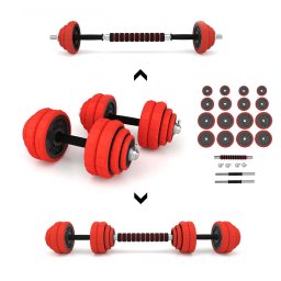 Set haltera si gantere reglabile HMS SGGX30, 30 kg, 2 in 1