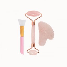 Set rola faciala si piatra Gua Sha din quartz roz inSPORTline